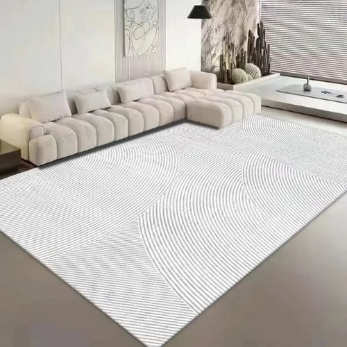 Tapis de Sol | Kilim Moderne Luxe Minimaliste Poil Ras - Tapinna® Blanc / Rectangulaire / 50x80cm (Petit Tapis)