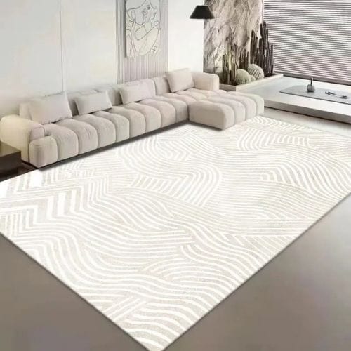 Tapis de Sol | Kilim Moderne Luxe Minimaliste Poil Ras - Tapinna® Blanc / Rectangulaire / 50x80cm (Petit Tapis)