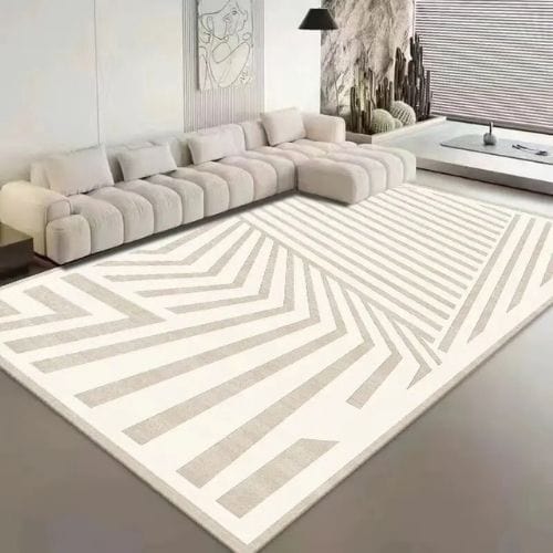 Tapis de Sol | Kilim Moderne Luxe Minimaliste Poil Ras - Tapinna® Gris Blanc / Rectangulaire / 50x80cm (Petit Tapis)
