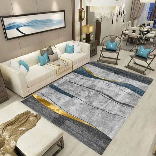 Tapis de Sol | Luxe Scandinave Graphique Marbre - Tapinna® Doré Gris / Rectangulaire / 50x80cm
