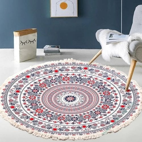 Tapis de Sol | Moderne Bohème Oriental Tressé Mandala - Tapinna® Coloré / Rond / Diamètre 60cm