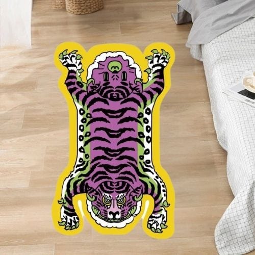 Tapis de Sol | Moderne Kilim Luxe Forme Tigre - Tapinna® Coloré / Animal / 60x90cm (Paillasson)