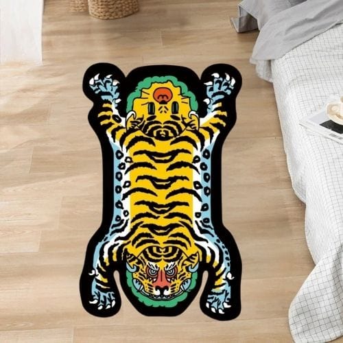Tapis de Sol | Moderne Kilim Luxe Forme Tigre - Tapinna® Coloré / Animal / 60x90cm (Paillasson)