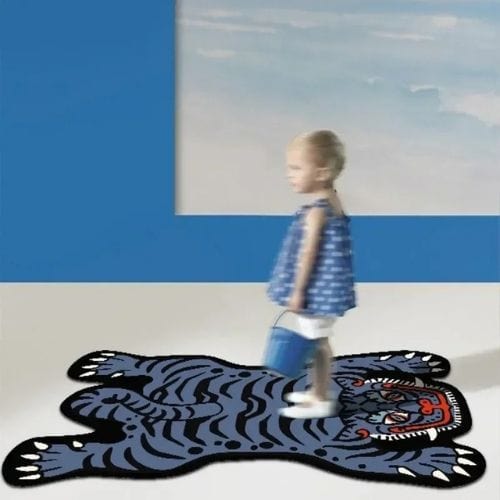 Tapis de Sol | Moderne Kilim Luxe Forme Tigre - Tapinna® Gris / Animal / 60x90cm (Paillasson)