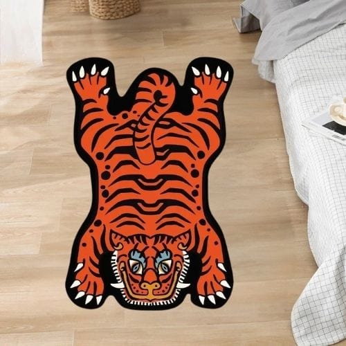 Tapis de Sol | Moderne Kilim Luxe Forme Tigre - Tapinna® Orange / Animal / 50x80cm