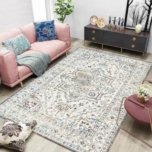 Tapis de Sol | Moderne Luxe Berbère Bohème Exotique - Tapinna® Blanc / Rectangulaire / 30x50cm (12x20 Pouces)