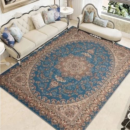 Tapis de Sol | Moderne Luxe Berbère Bohème Exotique - Tapinna® Bleu / Rectangulaire / 30x50cm (12x20 Pouces)