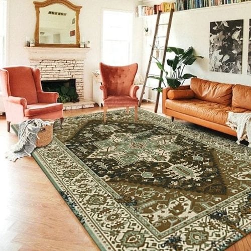 Tapis de Sol | Moderne Luxe Berbère Bohème Exotique - Tapinna® Vert / Rectangulaire / 30x50cm (12x20 Pouces)