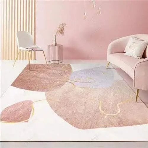 Tapis de Sol | Moderne Scandinave Abstrait Marbre - Tapinna® Doré Rose / Rectangulaire / 40x60cm (16x24 Pouces)