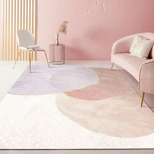 Tapis de Sol | Moderne Scandinave Abstrait Marbre - Tapinna® Doré Rose / Rectangulaire / 40x60cm (16x24 Pouces)
