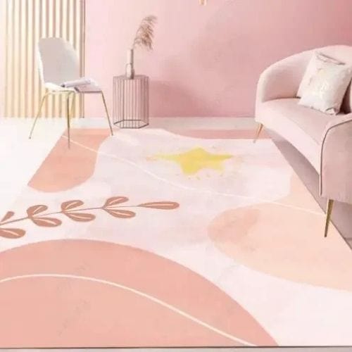 Tapis de Sol | Moderne Scandinave Abstrait Marbre - Tapinna® Rose / Rectangulaire / 40x60cm (16x24 Pouces)