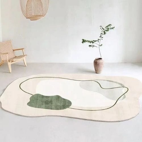 Tapis de Sol | Moderne Scandinave Abstrait Wabi-Sabi - Tapinna® Beige Vert / Irrégulier / 80x120cm