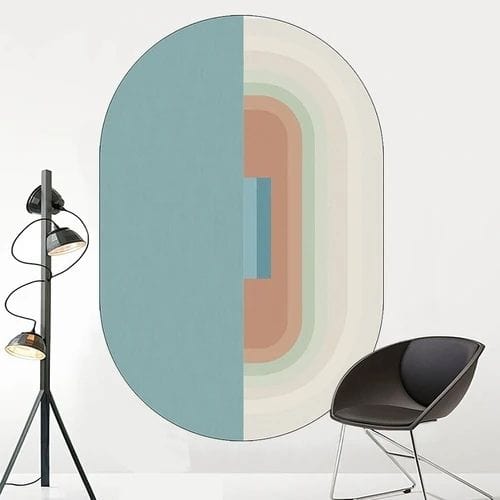 Tapis de Sol | Moderne Scandinave Abstrait Wabi-Sabi - Tapinna® Bleu / Ovale / 80x120cm