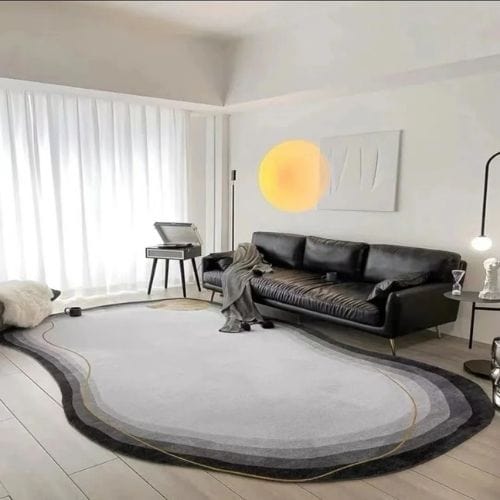 Tapis de Sol | Moderne Scandinave Abstrait Wabi-Sabi - Tapinna® Doré Gris / Irrégulier / 80x120cm