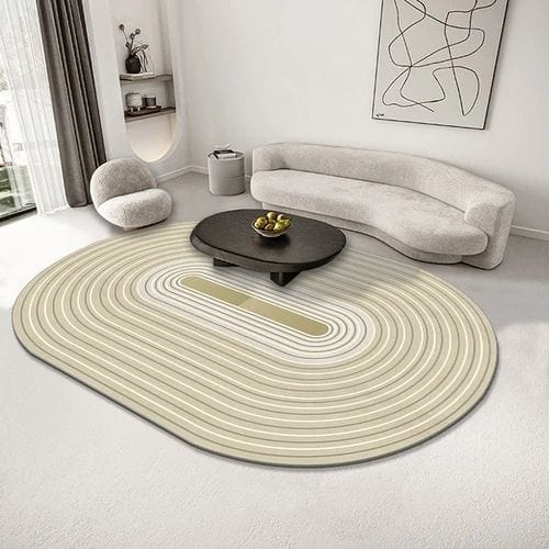 Tapis de Sol | Moderne Scandinave Abstrait Wabi-Sabi - Tapinna® Vert / Ovale / 80x120cm