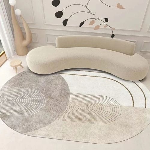Tapis de Sol | Moderne Uni Abstrait Scandinave - Tapinna® Beige / Ovale / 80x120cm