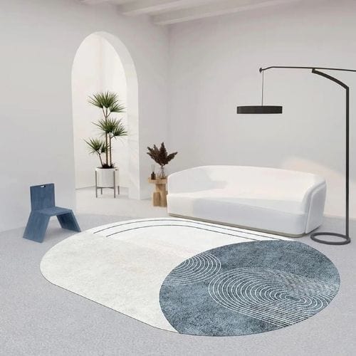 Tapis de Sol | Moderne Uni Abstrait Scandinave - Tapinna® Bleu / Ovale / 80x120cm