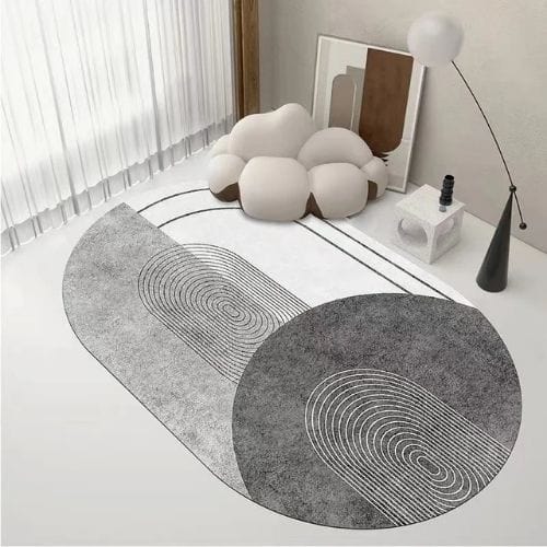 Tapis de Sol | Moderne Uni Abstrait Scandinave - Tapinna® Gris / Ovale / 80x120cm