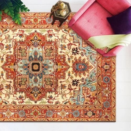 Tapis de Sol | Oriental Bohème Type Persan Rétro - Tapinna® Rouge / Rectangulaire / 40x60cm
