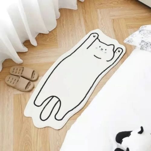 Tapis de Sol | Persan Moderne Scandinave Forme Chat - Tapinna® Noir et Blanc / Animal / 40x60cm