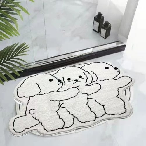 Tapis de Sol | Persan Moderne Scandinave Forme Chien - Tapinna® Noir et Blanc / Animal / 40x60cm