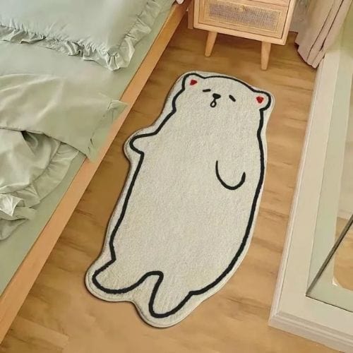 Tapis de Sol | Persan Moderne Scandinave Forme Chien - Tapinna® Noir et Blanc / Animal / 40x60cm