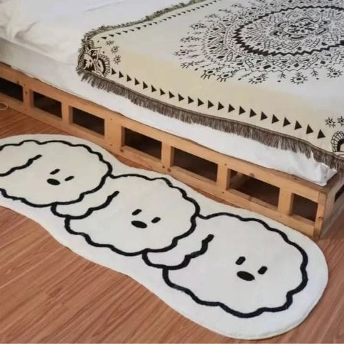 Tapis de Sol | Persan Moderne Scandinave Motif Chien - Tapinna® Noir et Blanc / Irrégulier / 40x60cm