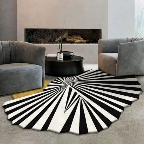 Tapis de Sol | Scandinave Design Artistique - Tapinna® Noir et Blanc / Irrégulier / 80x120cm