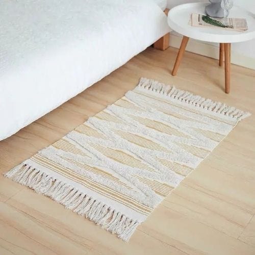 Tapis de Sol | Scandinave Oriental Bohème Berbère - Tapinna® Beige / Rectangulaire / 60x90cm 20cm Pompom