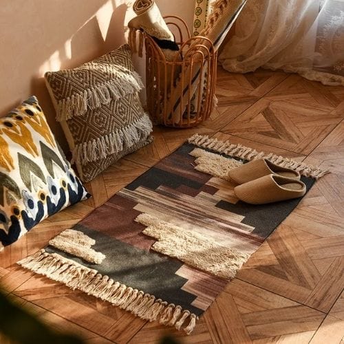 Tapis de Sol | Scandinave Oriental Bohème Berbère - Tapinna® Coloré / Rectangulaire / 60x90cm 20cm Pompom