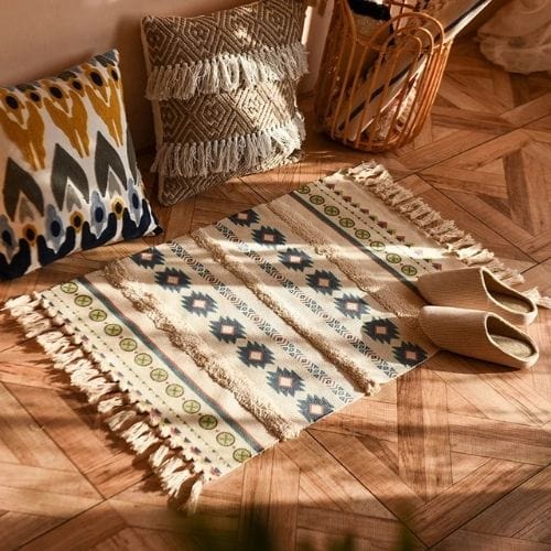 Tapis de Sol | Scandinave Oriental Bohème Berbère - Tapinna® Coloré / Rectangulaire / 60x90cm 20cm Pompom