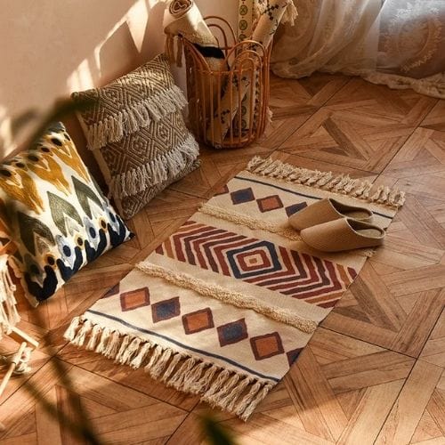 Tapis de Sol | Scandinave Oriental Bohème Berbère - Tapinna® Coloré / Rectangulaire / 60x90cm 20cm Pompom