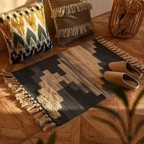 Tapis de Sol | Scandinave Oriental Bohème Berbère - Tapinna® Coloré / Rectangulaire / 60x90cm 20cm Pompom