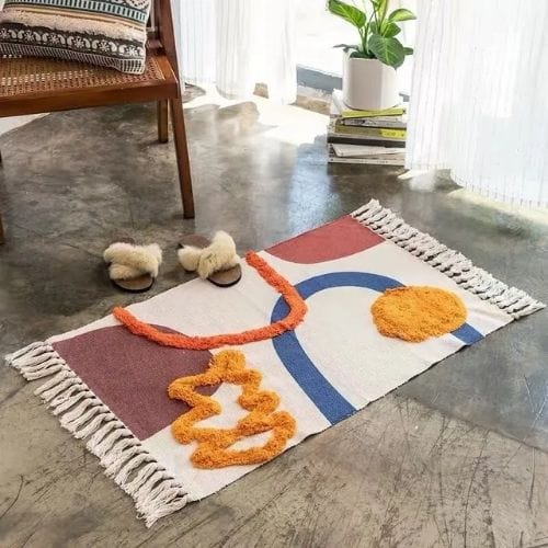 Tapis de Sol | Scandinave Oriental Bohème Berbère - Tapinna® Coloré / Rectangulaire / 60x90cm 20cm Pompom