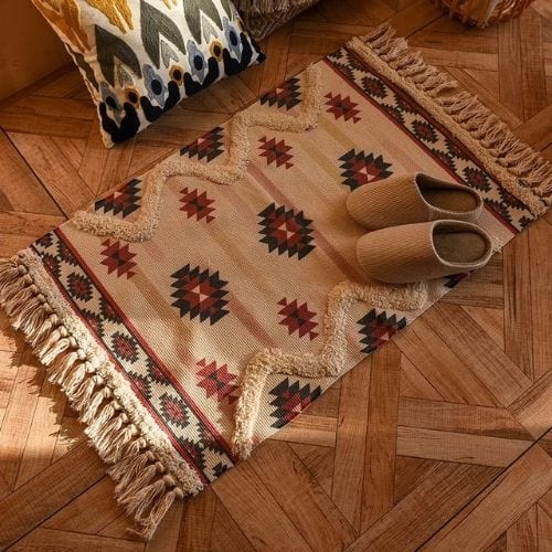 Tapis de Sol | Scandinave Oriental Bohème Berbère - Tapinna® Coloré / Rectangulaire / 60x90cm 20cm Pompom