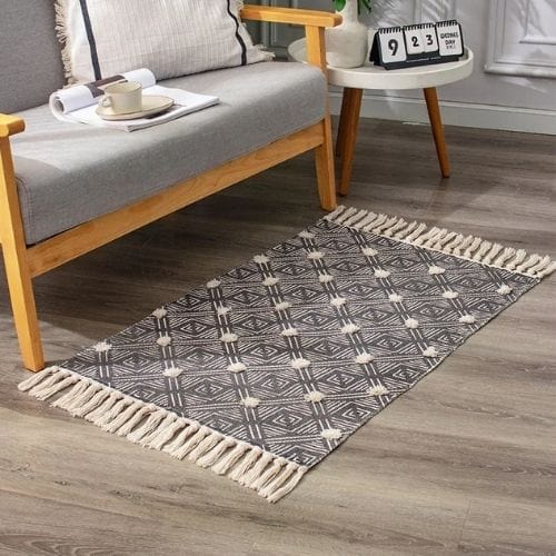 Tapis de Sol | Scandinave Oriental Bohème Berbère - Tapinna® Gris / Rectangulaire / 60x90cm 20cm Pompom