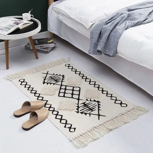 Tapis de Sol | Scandinave Oriental Bohème Berbère - Tapinna® Gris / Rectangulaire / 60x90cm 20cm Pompom