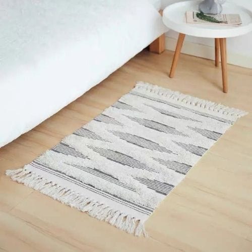 Tapis de Sol | Scandinave Oriental Bohème Berbère - Tapinna® Gris / Rectangulaire / 60x90cm 20cm Pompom