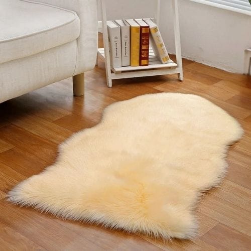 Tapis de Sol | Shaggy Uni Luxe Poil Long - Tapinna® Beige / Irrégulier / 45x65cm (1P Forme)