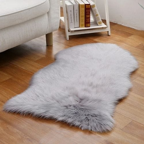 Tapis de Sol | Shaggy Uni Luxe Poil Long - Tapinna® Gris / Irrégulier / 45x65cm (1P Forme)