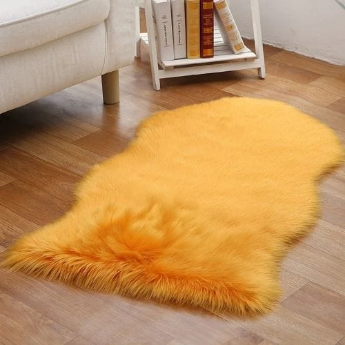 Tapis de Sol | Shaggy Uni Luxe Poil Long - Tapinna® Orange / Irrégulier / 45x65cm (1P Forme)