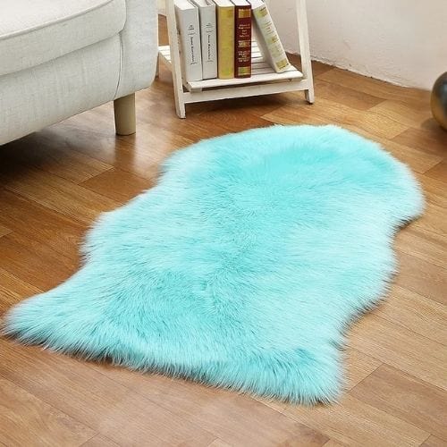 Tapis de Sol | Shaggy Uni Luxe Poil Long - Tapinna® Turquoise / Irrégulier / 45x65cm (1P Forme)