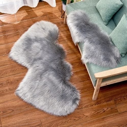 Tapis de Sol | Shaggy Uni Moderne Forme Double Cœur - Tapinna® Gris / Cœur / 35x70cm