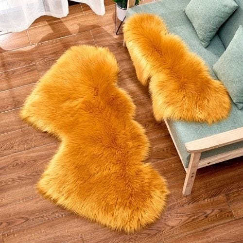 Tapis de Sol | Shaggy Uni Moderne Forme Double Cœur - Tapinna® Orange / Cœur / 35x70cm