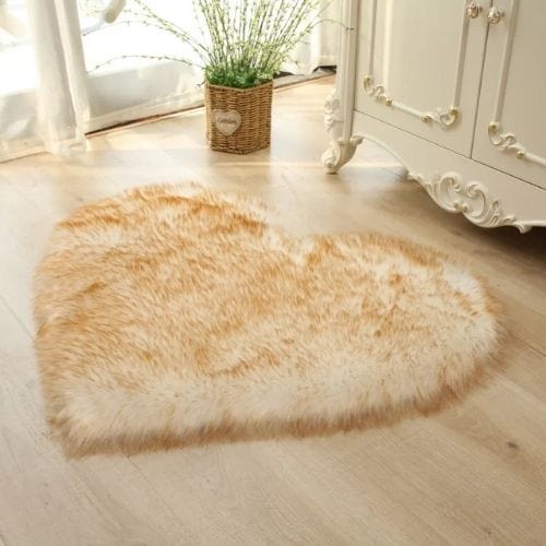 Tapis de Sol | Shaggy Uni Moderne Poil Long Forme Cœur - Tapinna® Beige / Cœur / 40x50cm