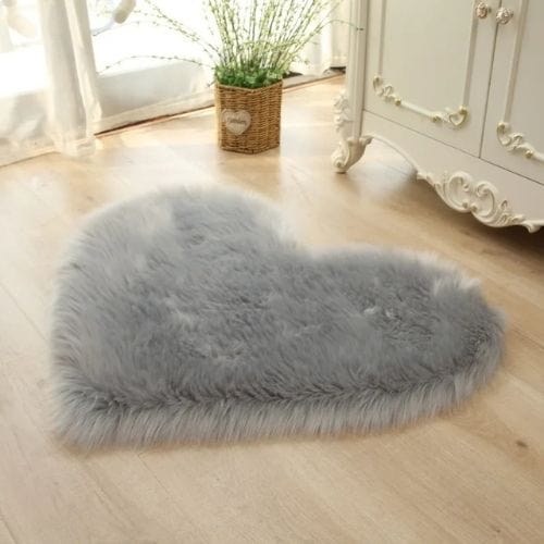 Tapis de Sol | Shaggy Uni Moderne Poil Long Forme Cœur - Tapinna® Gris / Cœur / 40x50cm