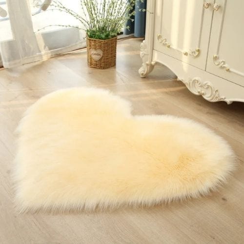 Tapis de Sol | Shaggy Uni Moderne Poil Long Forme Cœur - Tapinna® Jaune / Cœur / 40x50cm