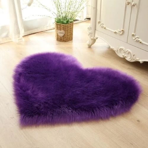 Tapis de Sol | Shaggy Uni Moderne Poil Long Forme Cœur - Tapinna® Violet / Cœur / 40x50cm