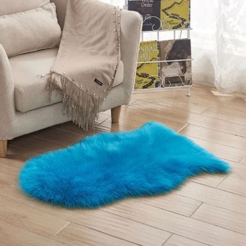 Tapis de Sol | Shaggy Uni Moderne Poil Long - Tapinna® Bleu / Irrégulier / 40x60cm