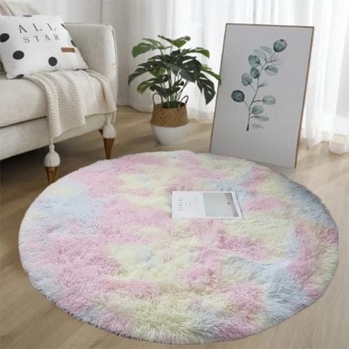 Tapis de Sol | Shaggy Uni Moderne Poil Long - Tapinna® Coloré / Rond / 60x60cm